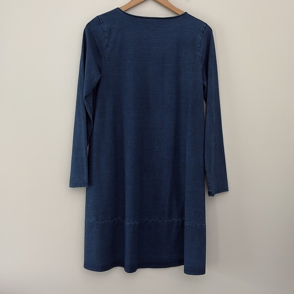J. JILL Pure Jill Indigo Tunic Dress Trapeze Swing Long Sleeve V Neck Blue Sz S - Picture 6 of 12
